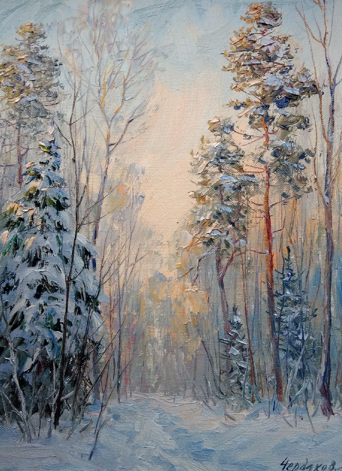 Winter Forest - 1, Vyacheslav Cherdakov, 买画 油