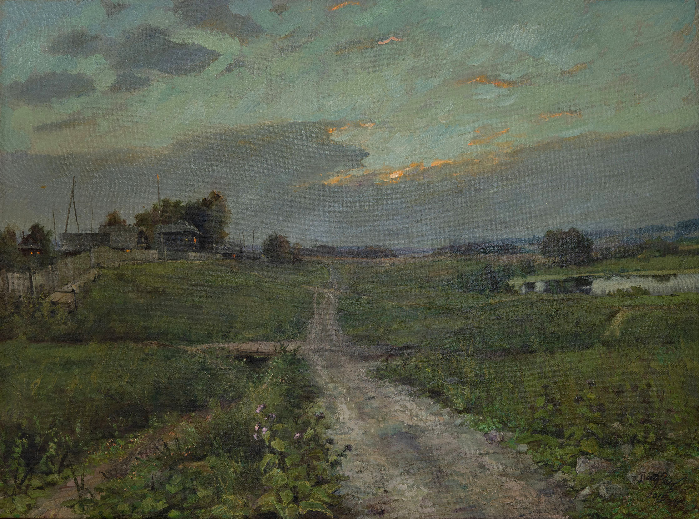  晚上在达维亚村 - 1, Vyacheslav Petryaev, 买画 油