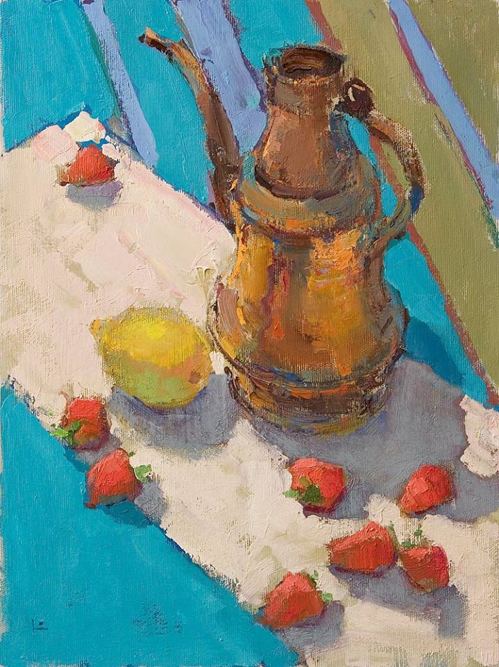 草莓和铜壶 - 1, 维亚切斯拉夫Korolenkov, 买画 油