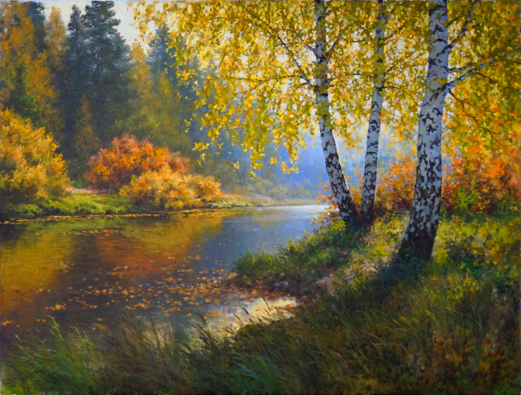 秋季在河上 - 1, Vadim Zainullin, 买画 油
