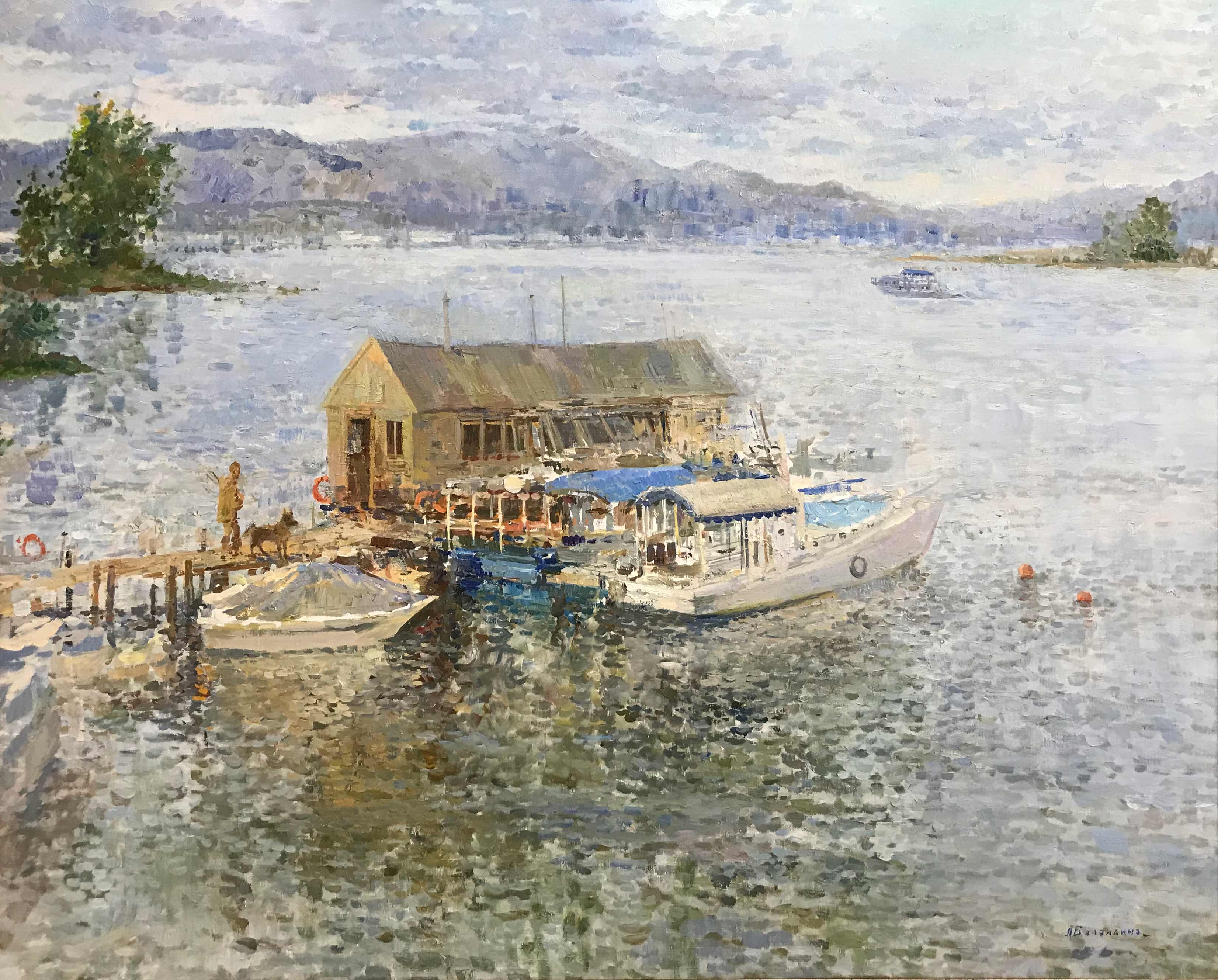 伏尔加河上的旧码头 - 1, Lyudmila Balandina, 买画 油