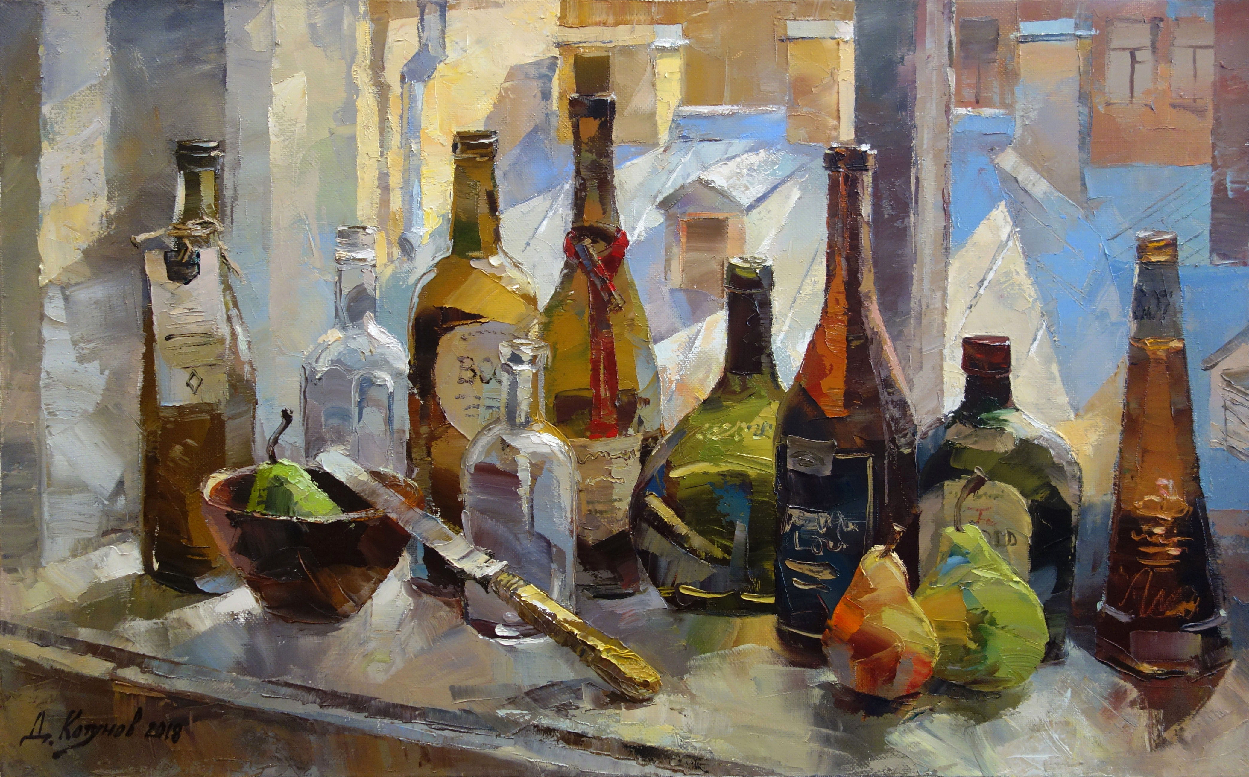 Bottles on the Window - 1, Dmitry Kotunov, 买画 油