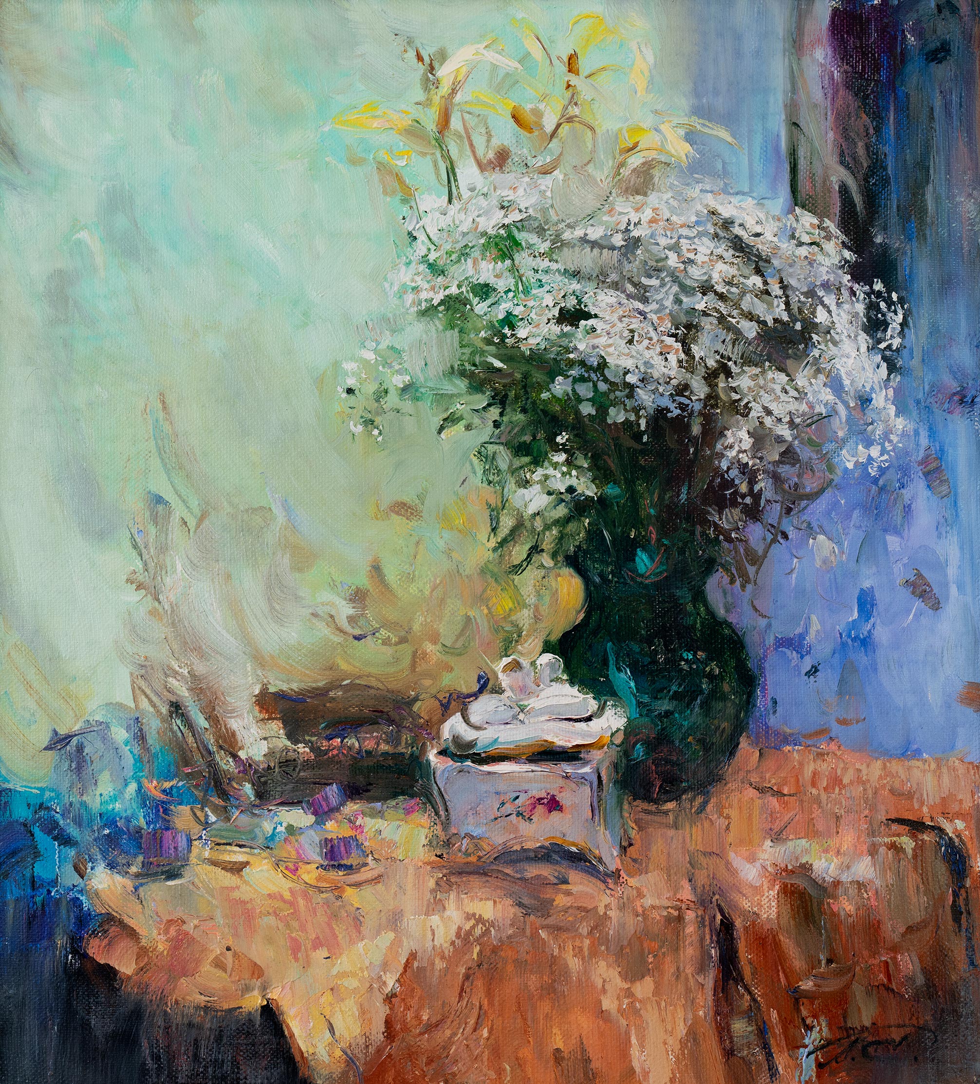 Bouquet and Porcelain Box - 1, Sergei Prokhorov, 买画 油