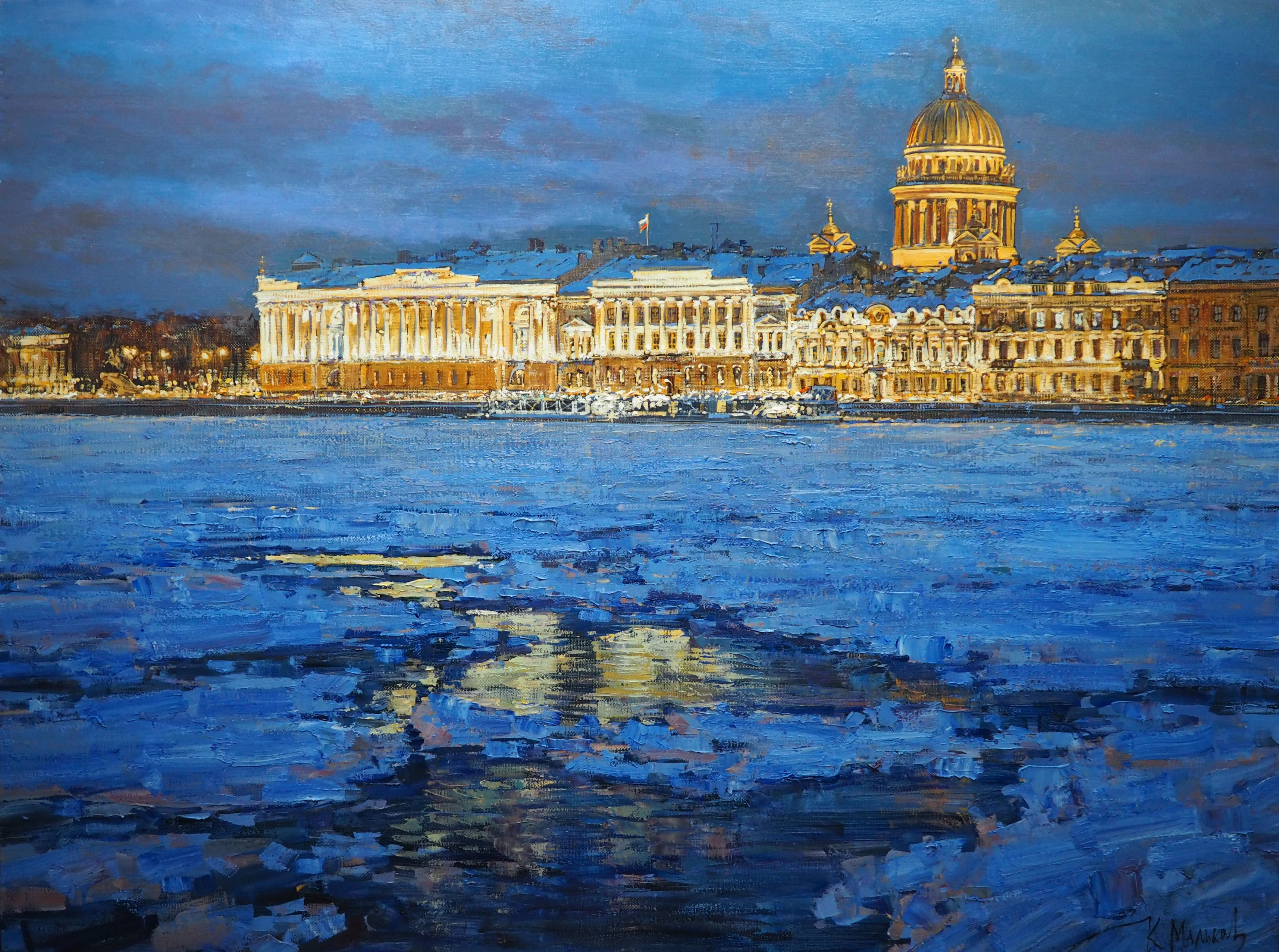 The Evening on the Neva River - 1, Kirill Malkov, 买画 油