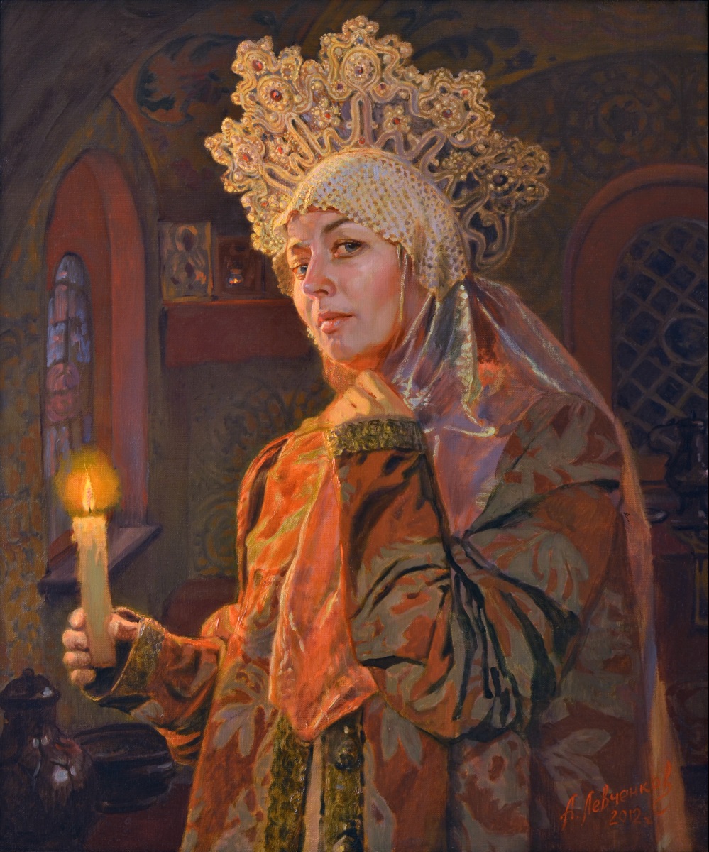 Boyar Woman with a Candle - 1, Alexander Levchenkov, 买画 油