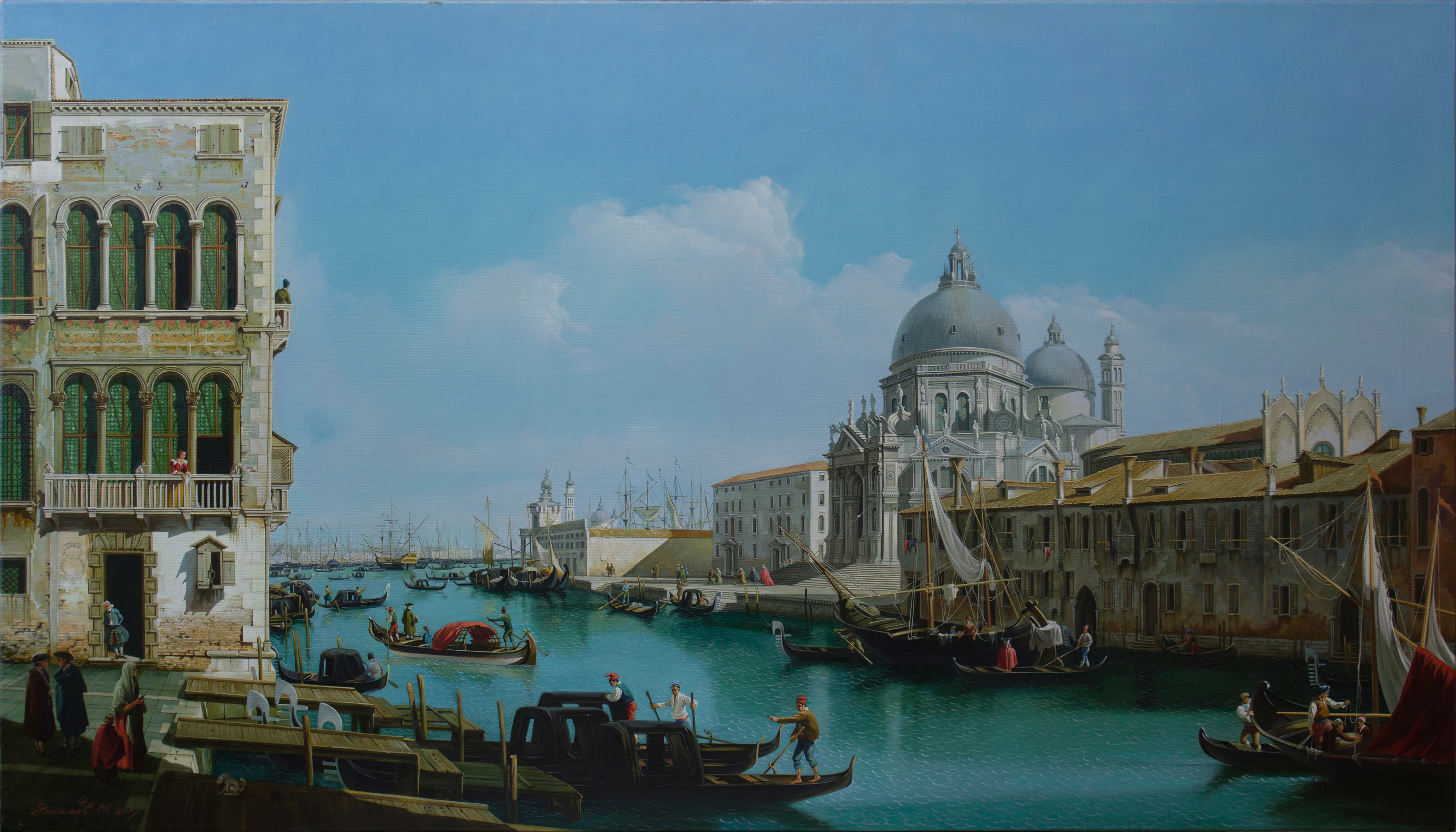 Bernardo Bellotto. View of the Grand Canal and the Dogana - 1,  奥列格*尼古拉耶夫, 买画 油