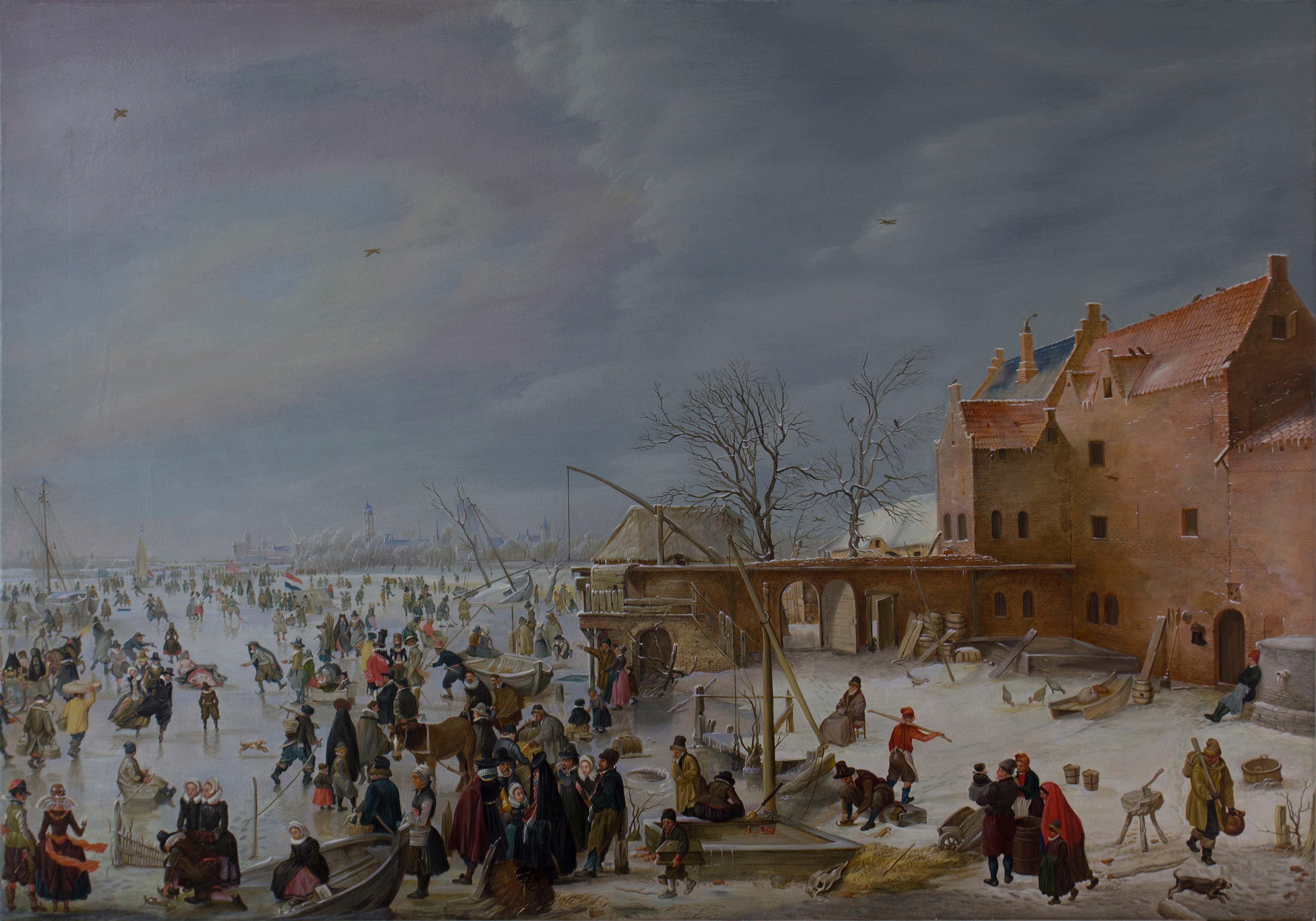 Hendrick Avercamp. A Scene on the Ice near a Town - 1,  奥列格*尼古拉耶夫, 买画 油