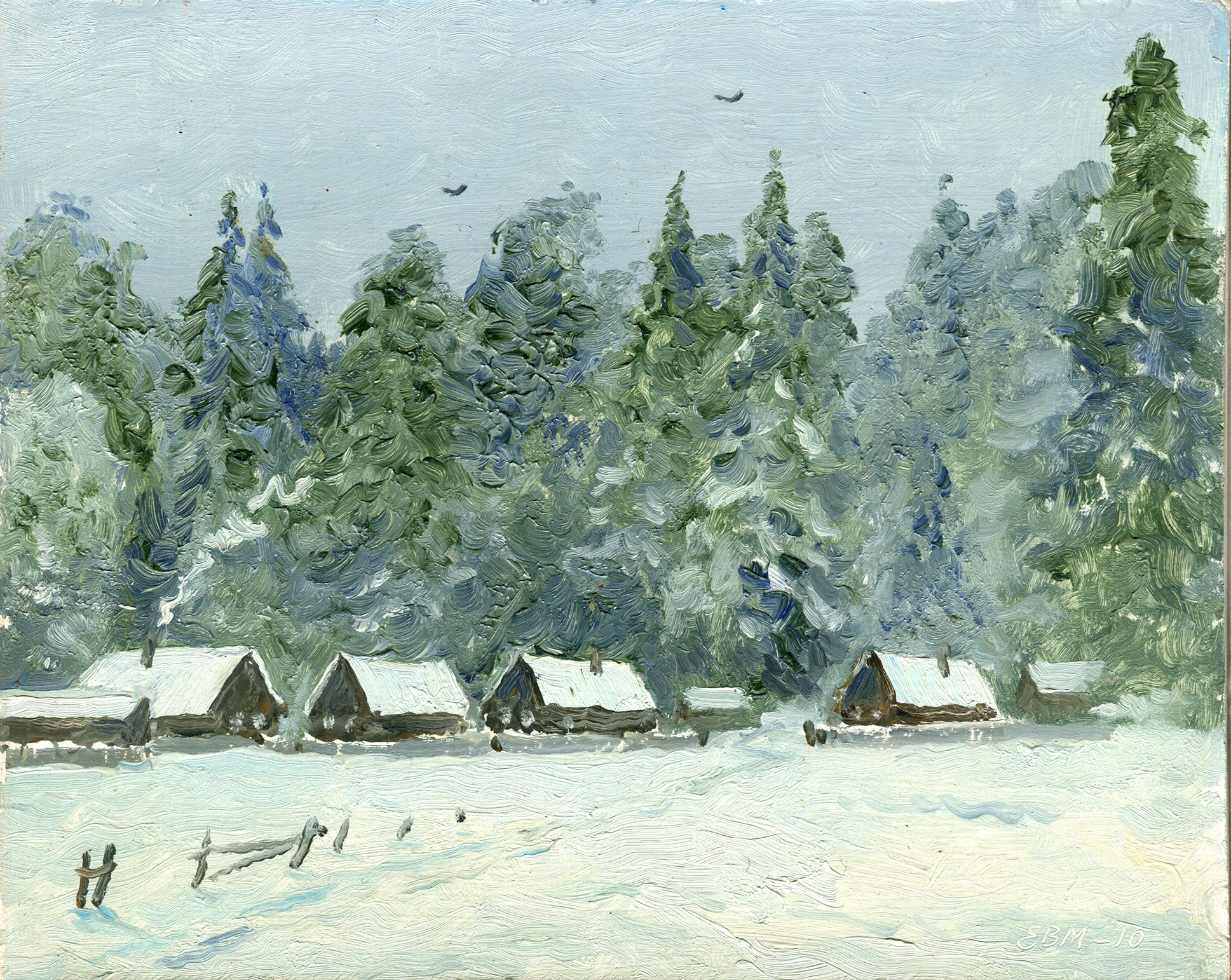  冬天的村庄 - 1,  瓦倫丁·埃夫雷莫夫, 买画 油