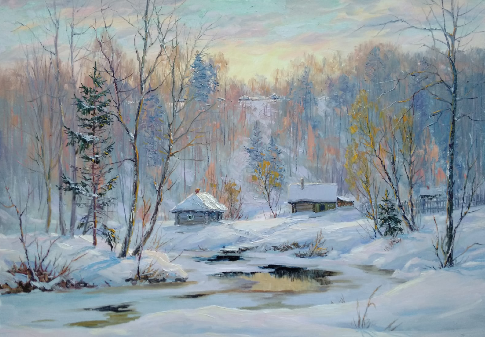 River Is Freezing - 1, Vyacheslav Cherdakov, 买画 油