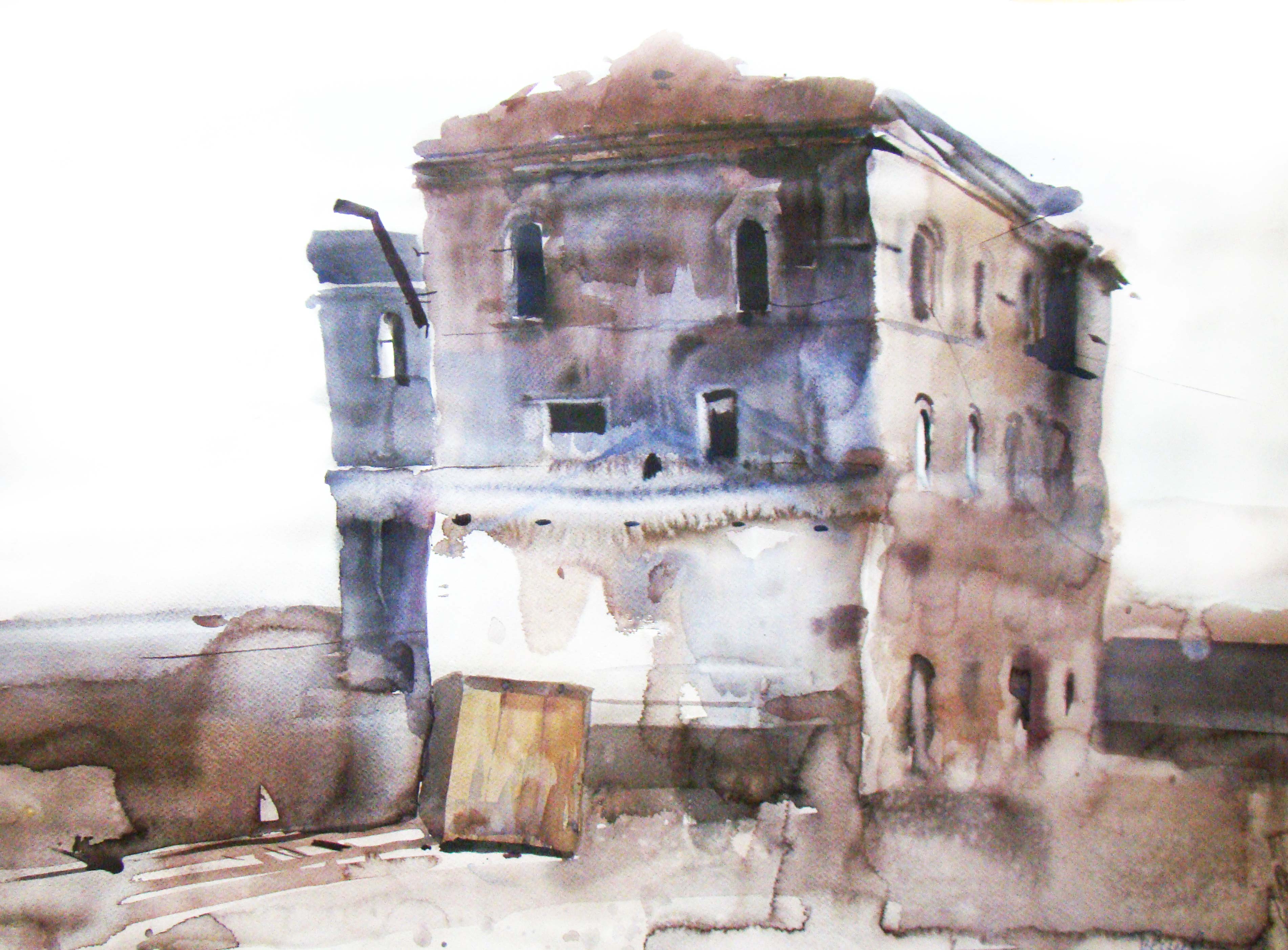 杰米多夫城堡的废墟 - 1, Olga Peshkova, 买画 水彩