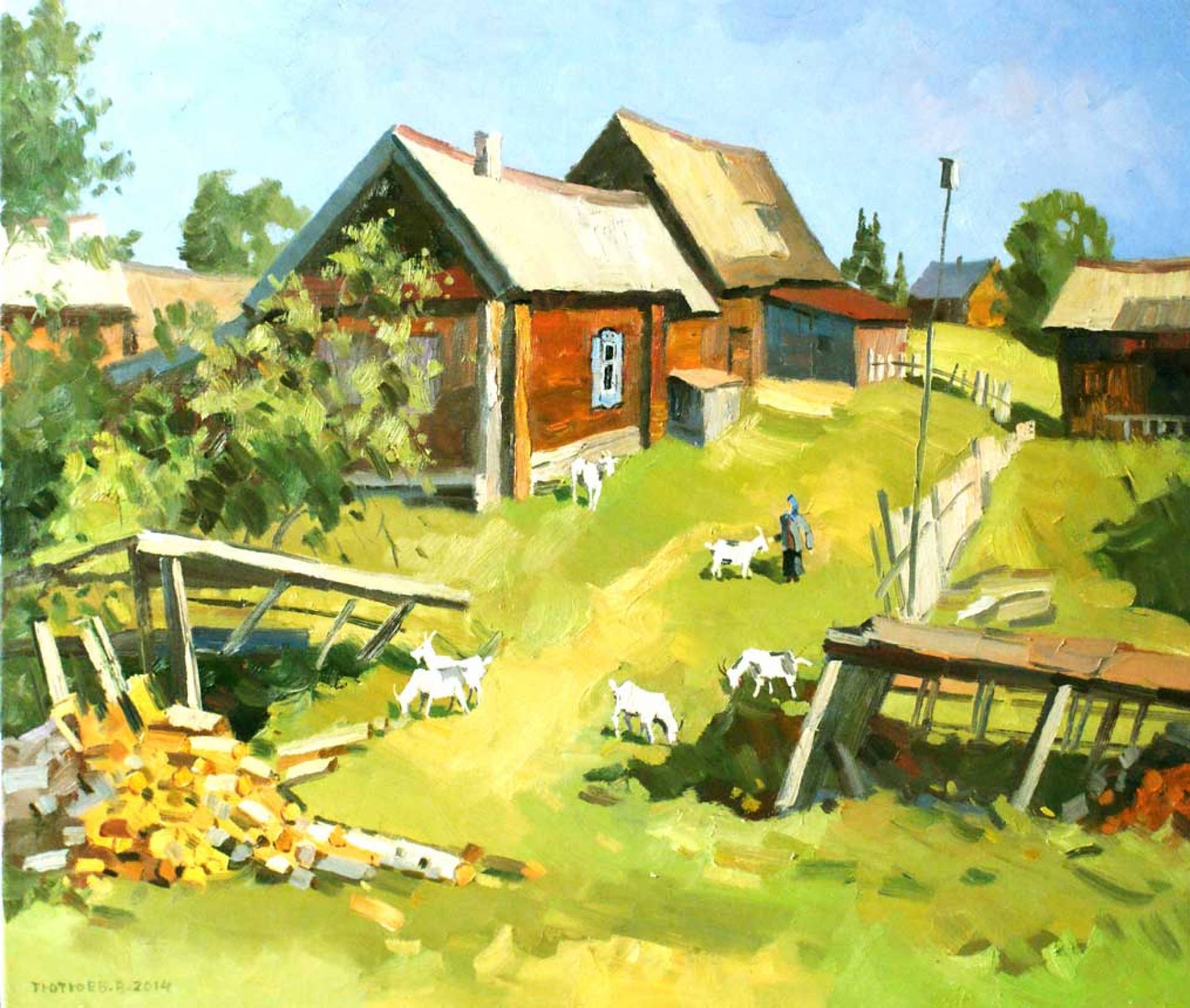 Yard. Goats - 1, Vladimir Tyutyuev, 买画 油