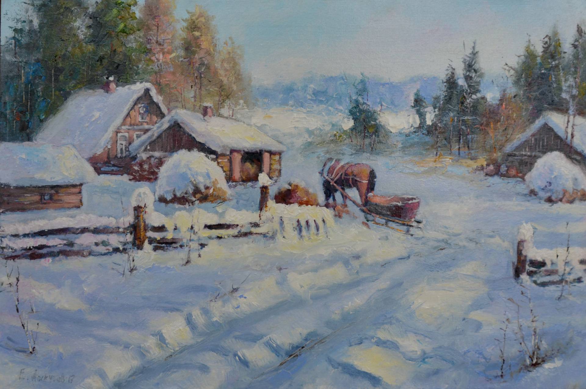 Winter, Peasant Is Triumphing - 1, Evgeny Loskutov, 买画 油