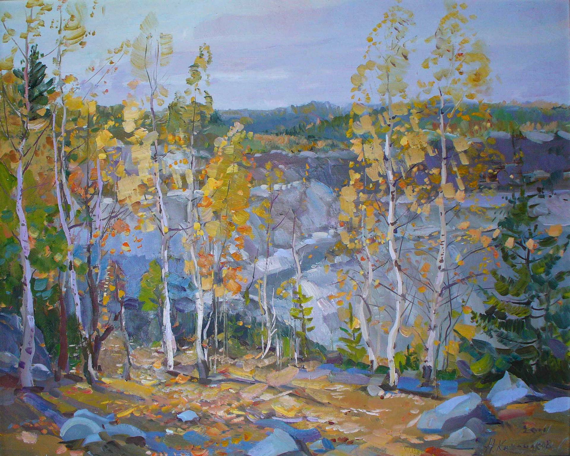 Autumn on the Quarry - 1, Nikolay Korznyakov, 买画 油