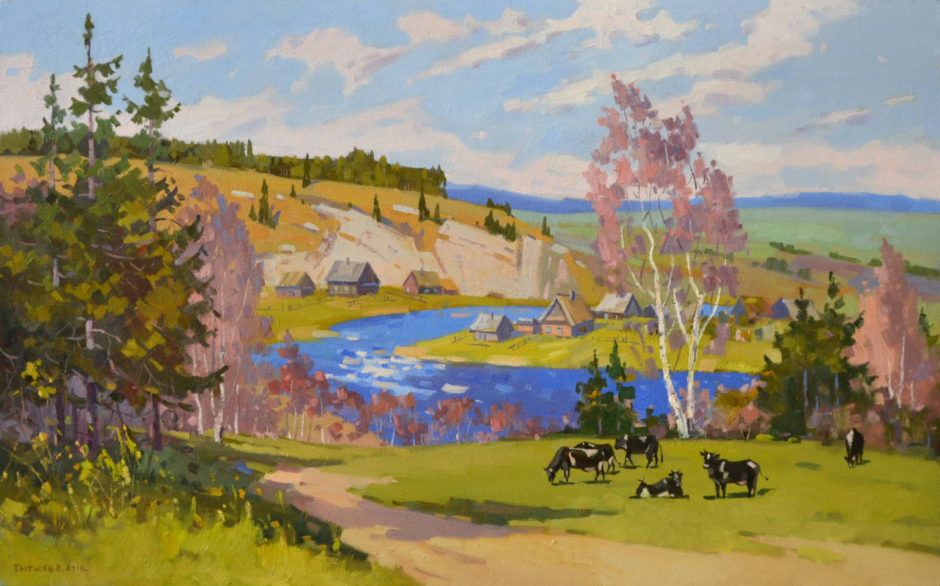 On the Lawn in Spring - 1, Vladimir Tyutyuev, 买画 油