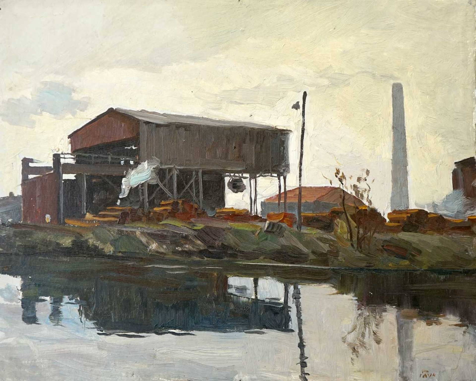 By the Factory Dam, Boris Glushkov, 买画 油
