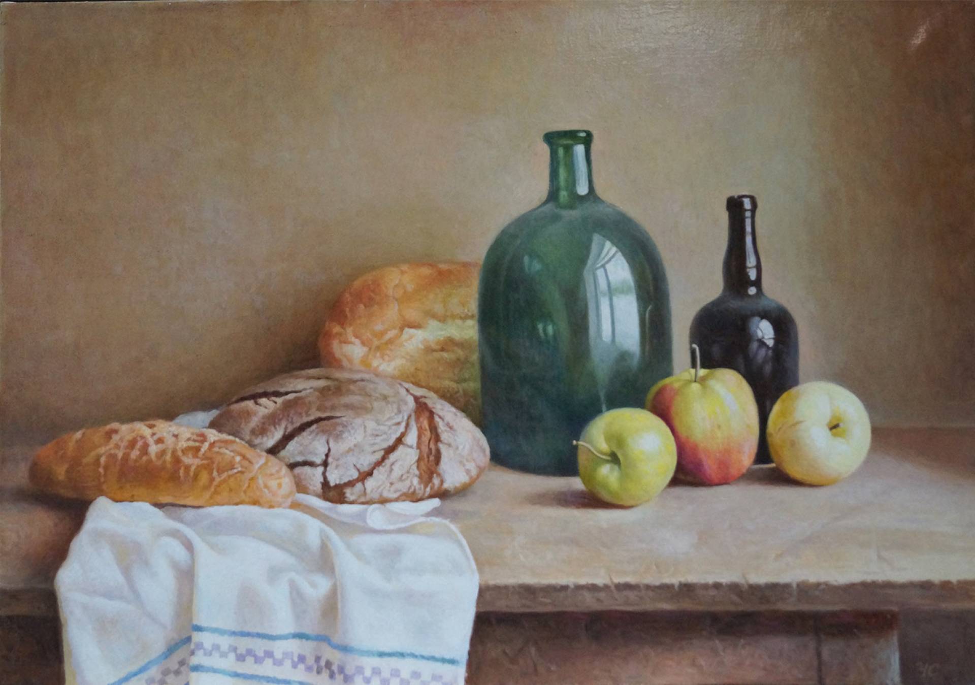 Apples and Bread - 1, Stanislav Chadov, 买画 油