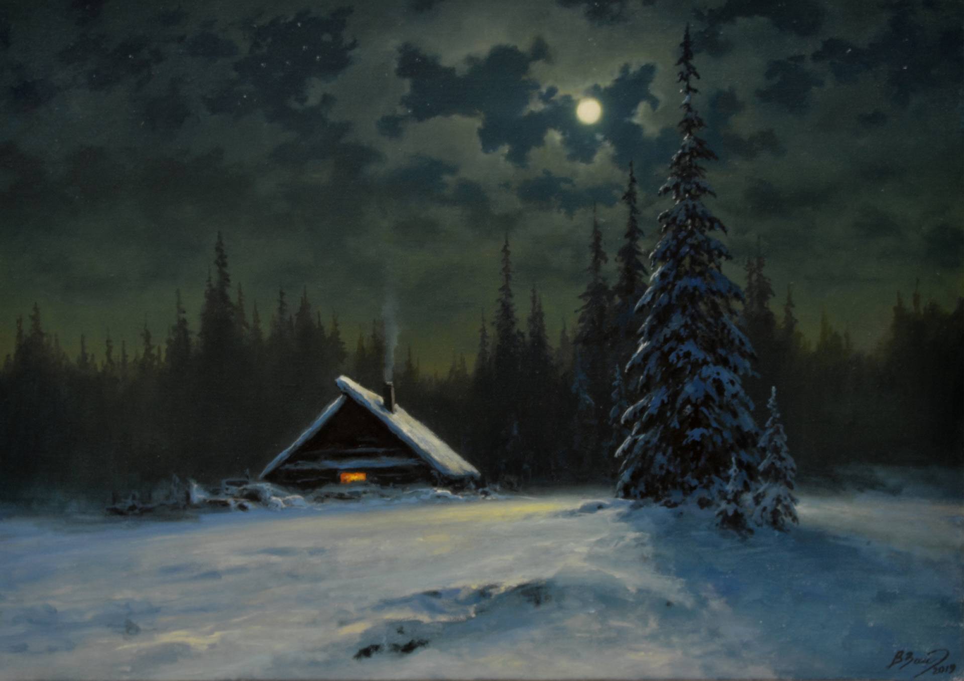 Winter Night - 1, Vadim Zainullin, 买画 油