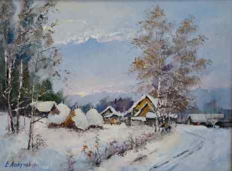 冬天晚上在的村庄