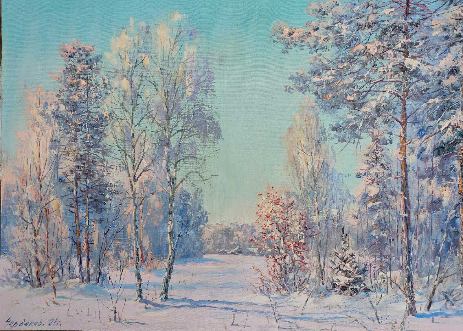 Winter Landscape - 1, Vyacheslav Cherdakov, 买画 油