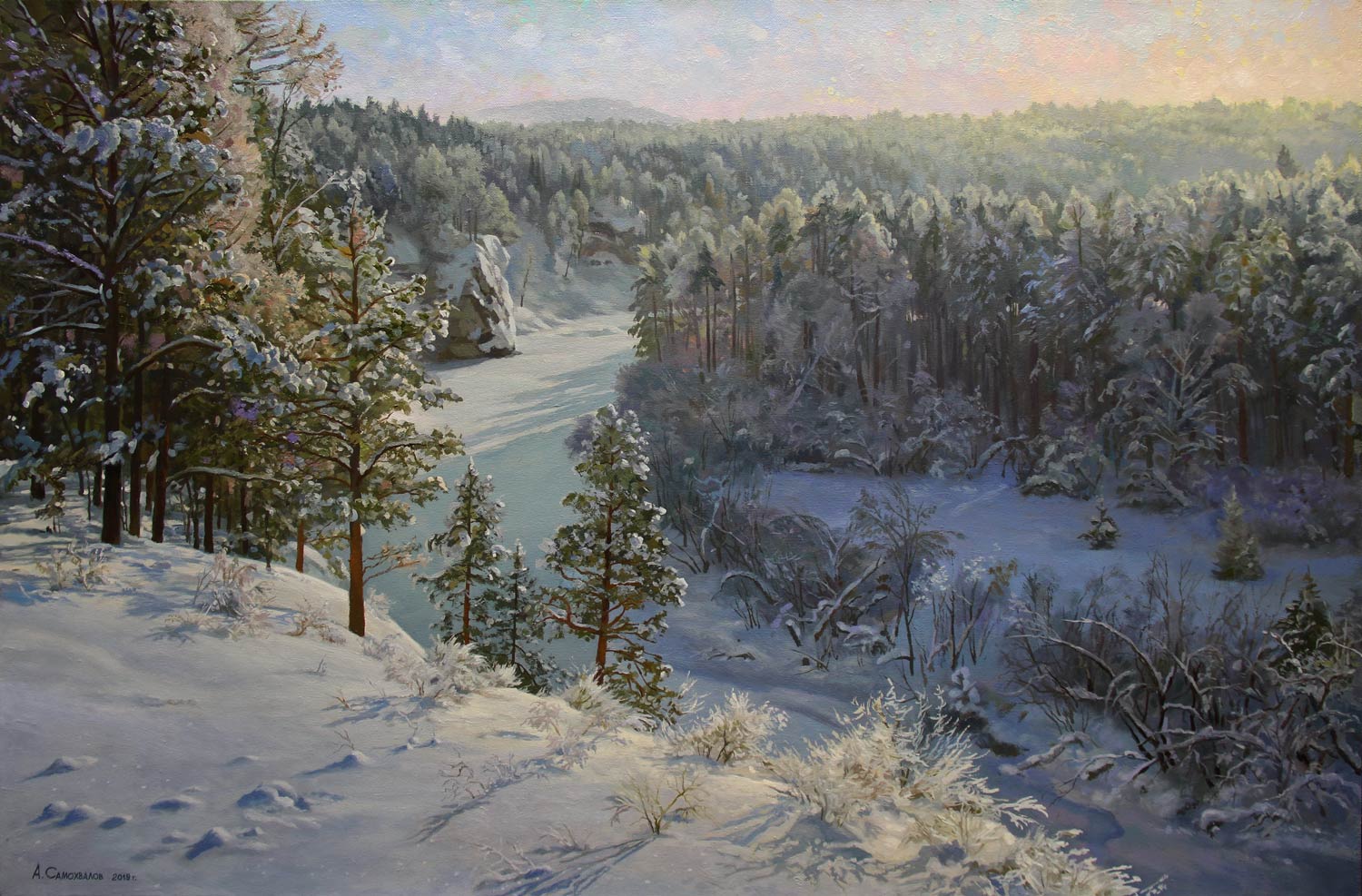 越過白雪皚皚的河流 - 1, 亞歷山大·薩莫赫瓦洛夫, 买画 油