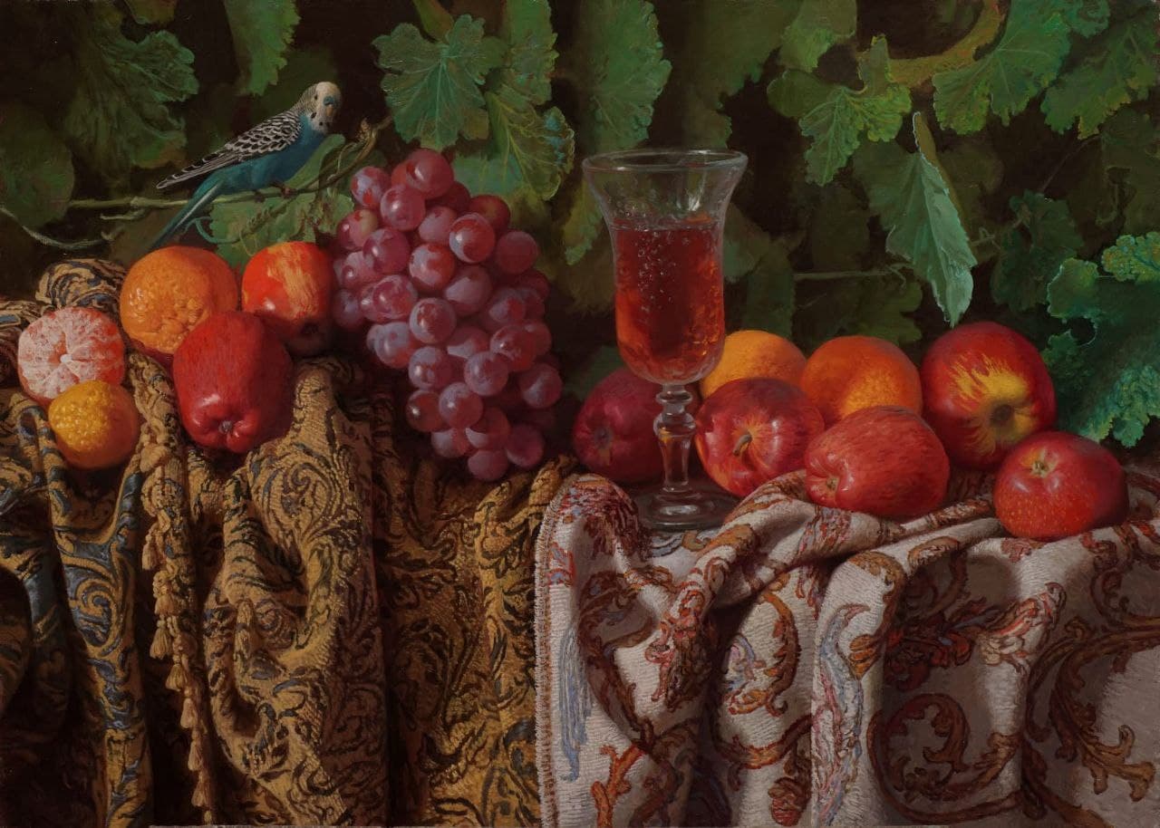Still Life With a Parrot - 1, Alexander Saidov, 买画 油