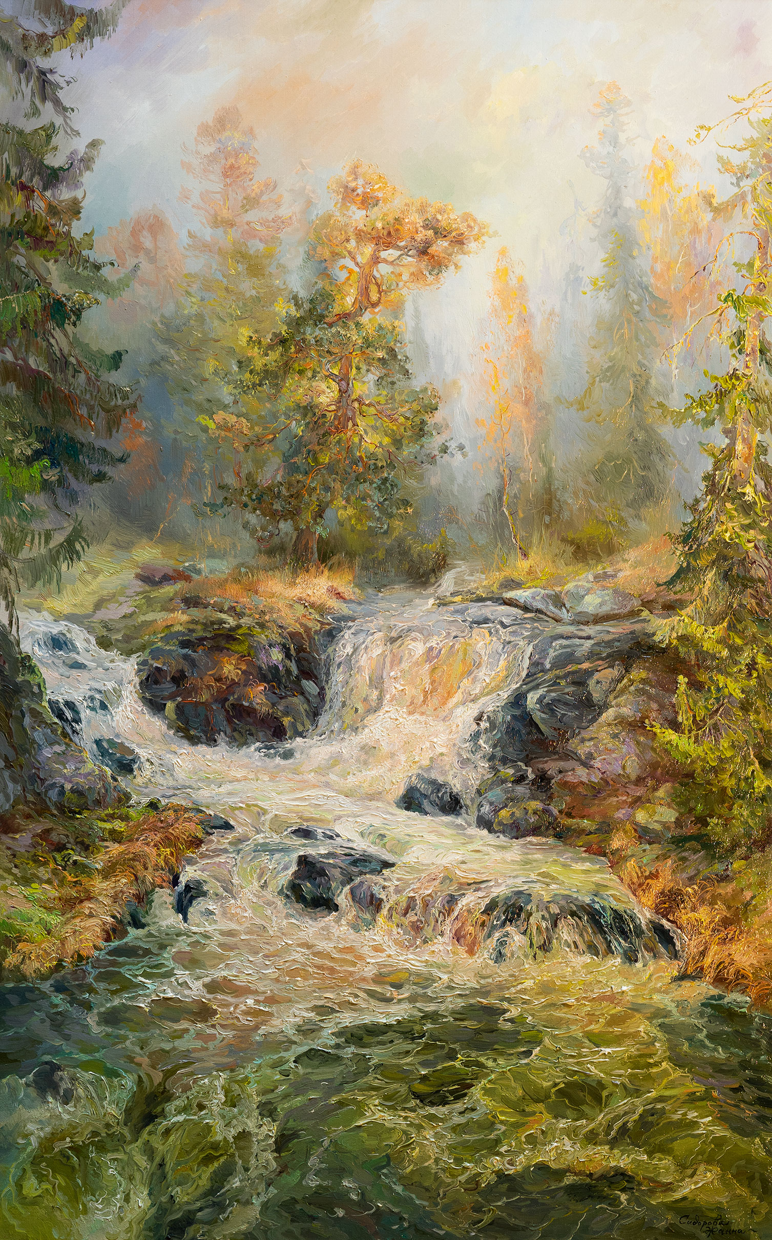 景观与瀑布。 - 1, Zhanna Sidorova, 买画 油