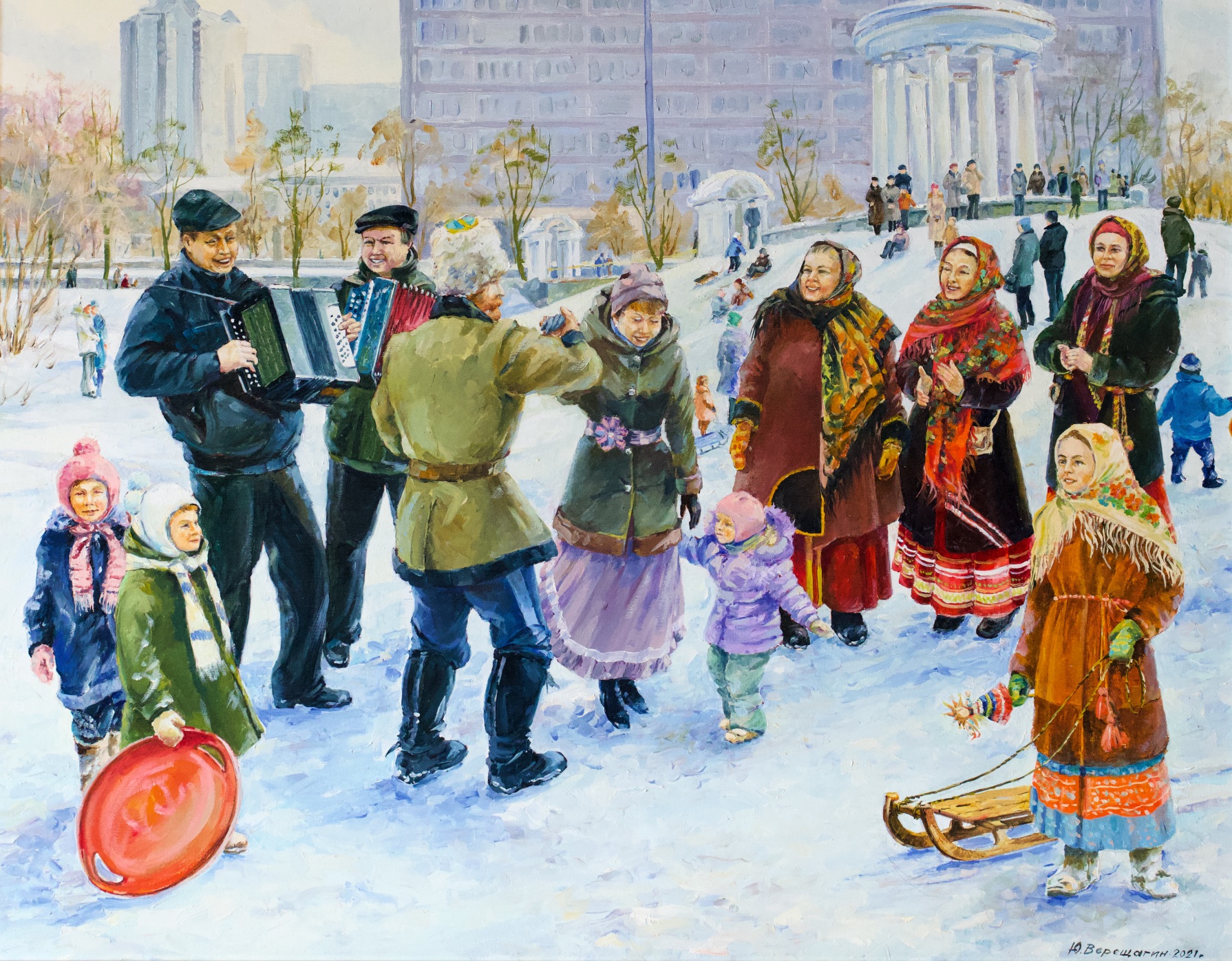 广泛Maslenitsa. 哈里托诺夫斯基公园 - 1, , 买画 油
