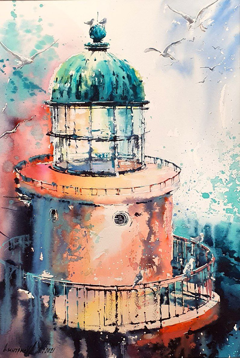 Aniva Lighthouse - 1, Natalia Dmitrieva, 买画 水彩