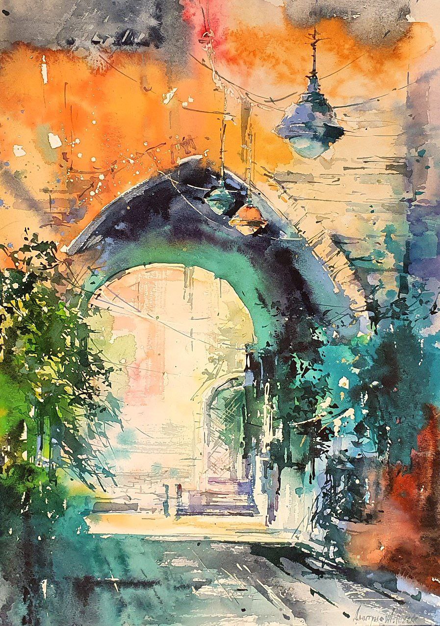 Arch in Tuscany - 1, Natalia Dmitrieva, 买画 水彩