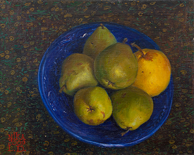 Pears in a cobalt plate - 1, Lidia Dinner, 买画 油