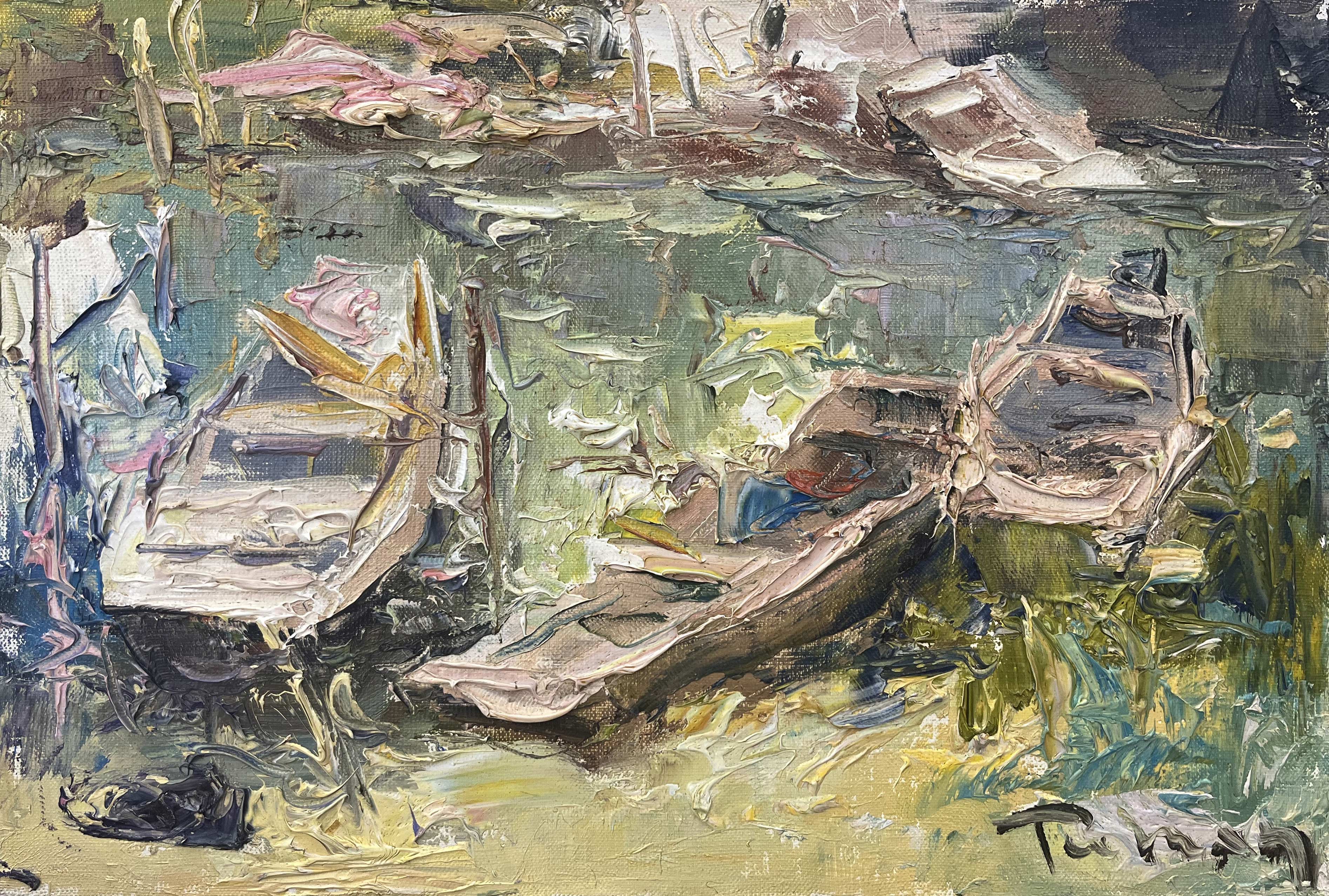 Boats In A Bay - 1, 雾Zhumabaev, 买画 油