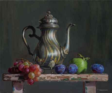 The Kettle With Fruit On The Bench