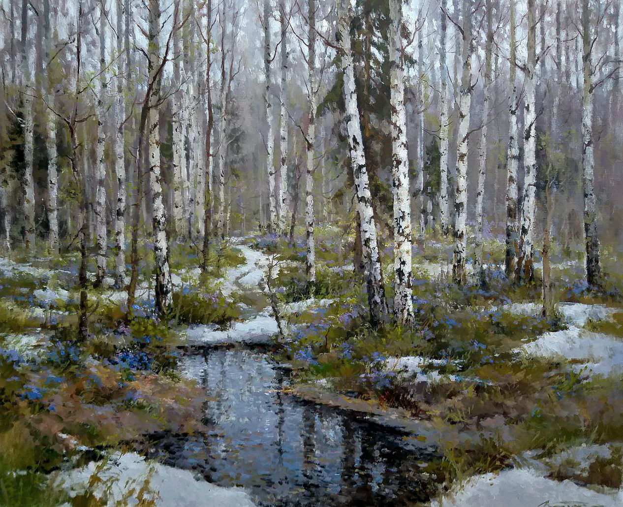 Spring birches - 1, Alexander Kremer, 买画 油