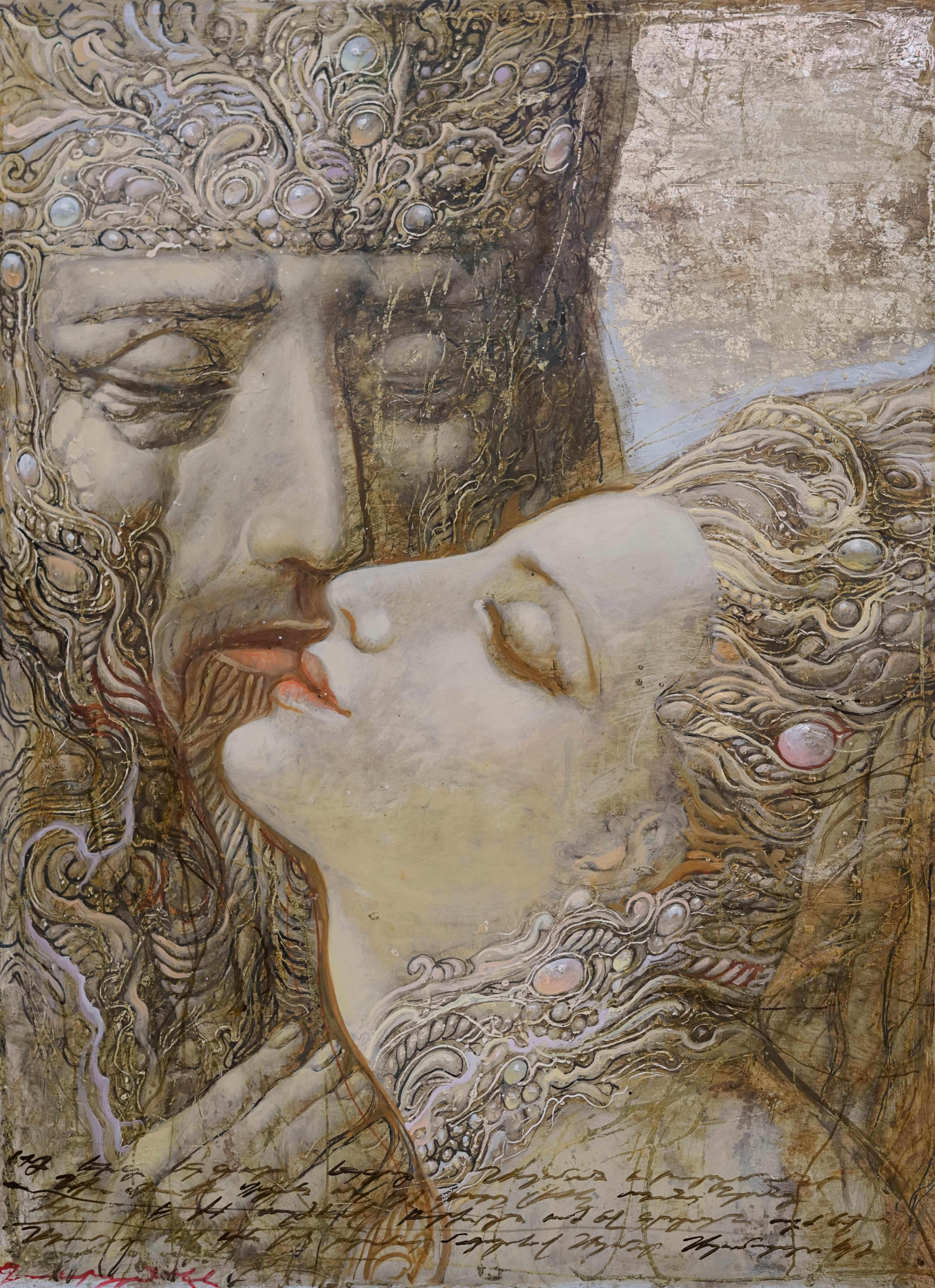 The kiss. Song of Songs - 1, Armen Gasparyan, 买画 混合媒体