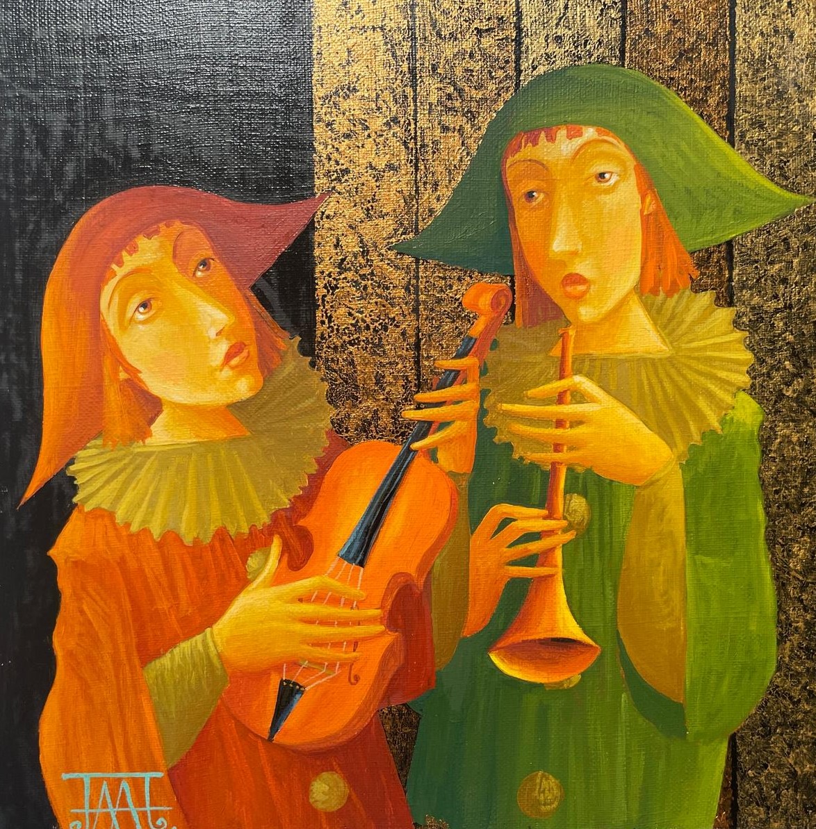 The Harlequin Duo V - 1, Alla Lipatova, 买画 油