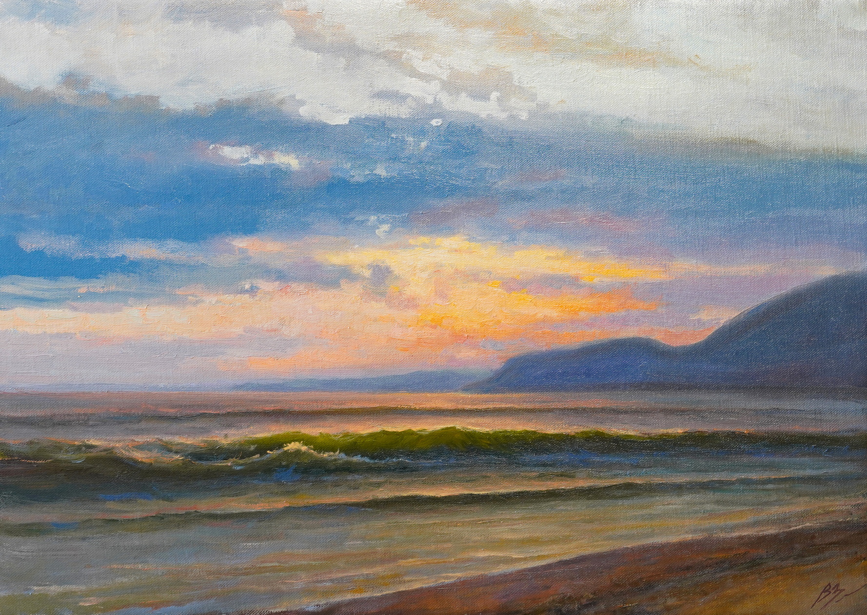 晚上在海边 - 1, Vadim Zainullin, 买画 油