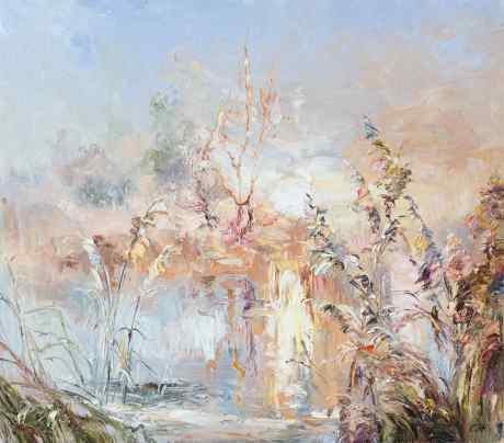 黎明若有所思地爱抚和玩弄星星和草药