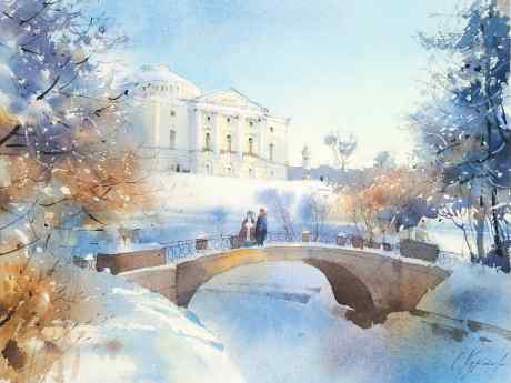 The View of Pavlovsk Palace in January