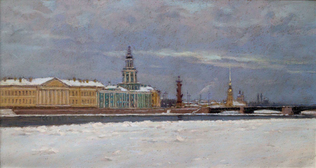 Neva in Winter - 1, Sergey Oussik, 买画 柔和的