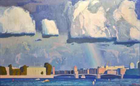 After the rain. Clouds over the Neva River