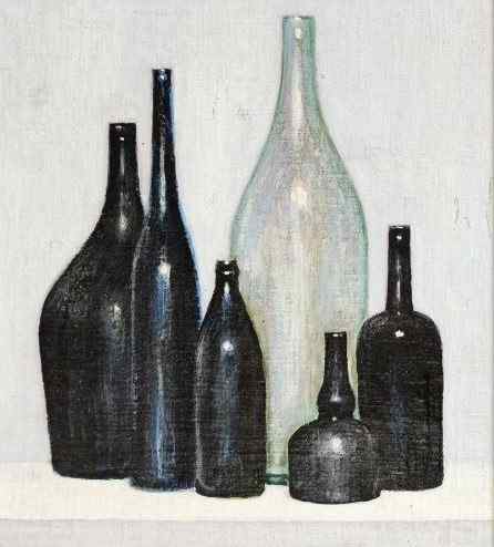 Black still life with Bottles