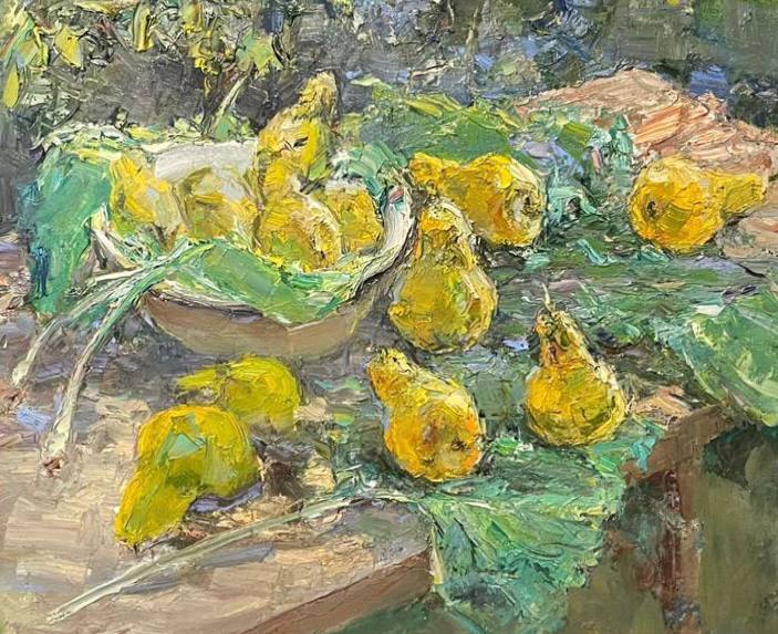 Pears in Foliage - 1, 雾Zhumabaev, 买画 油