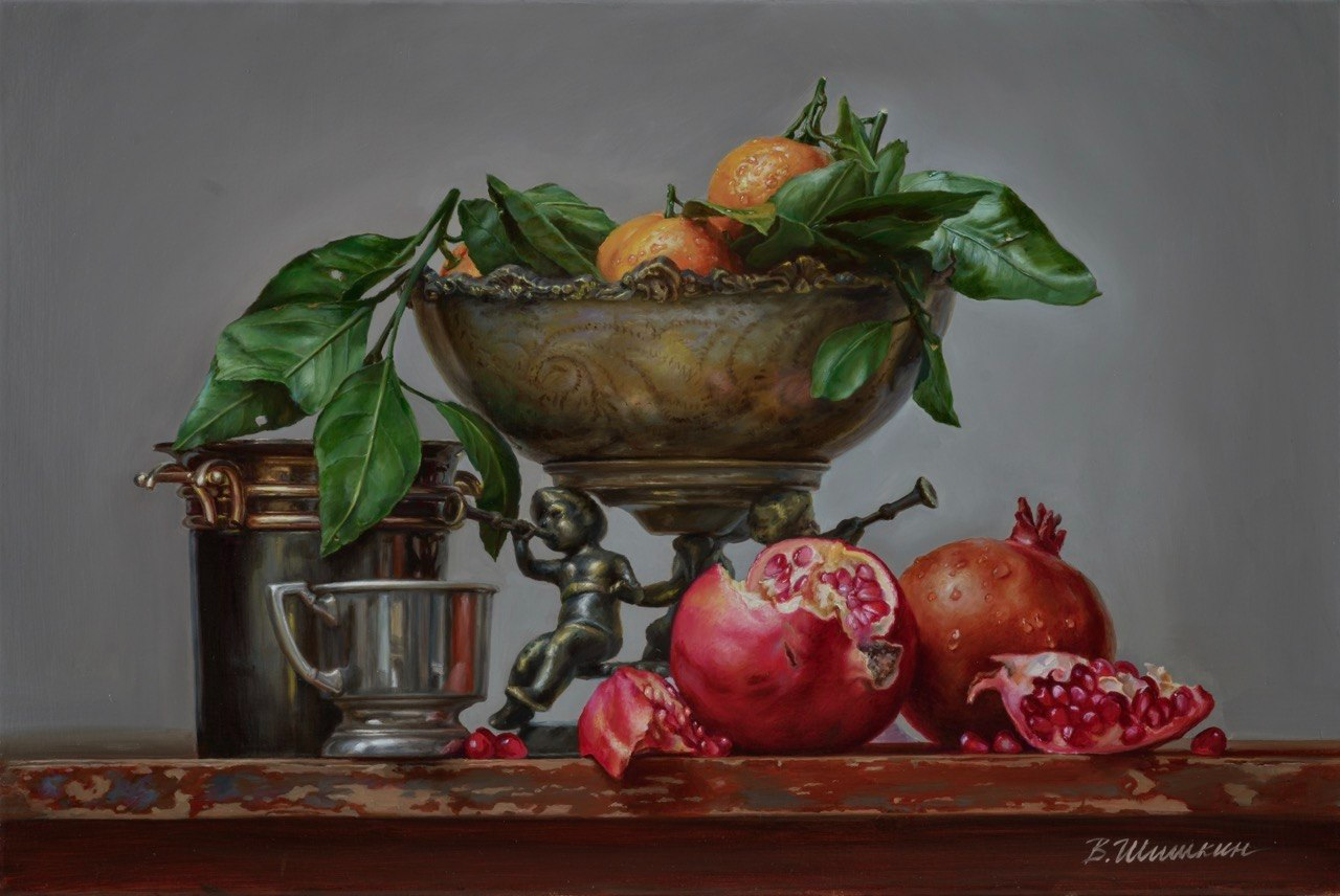 A vase of tangerines and pomegranates - 1, Valery Shishkin, 买画 油