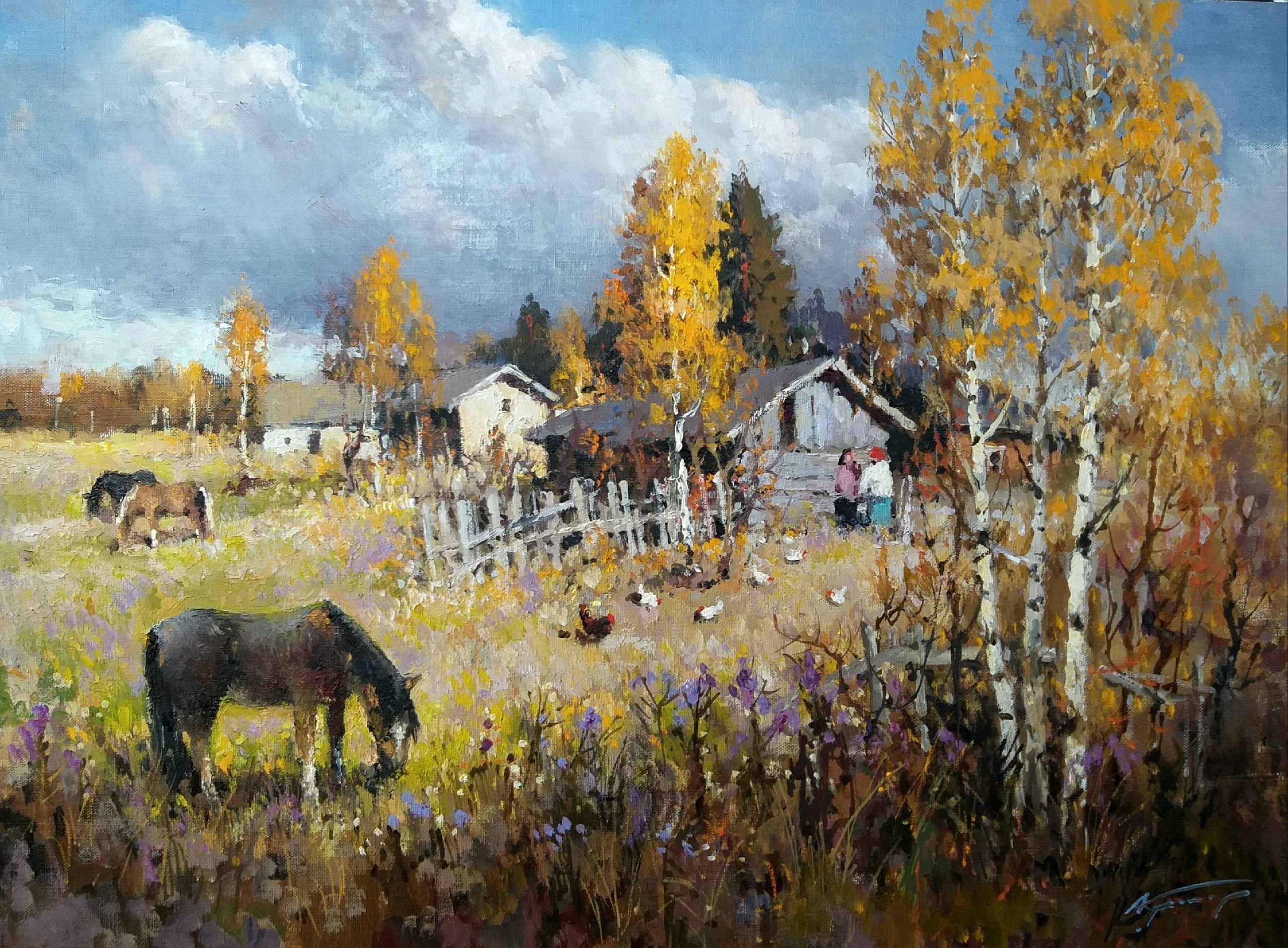 Autumn in the Village - 1, Alexander Kremer, 买画 油