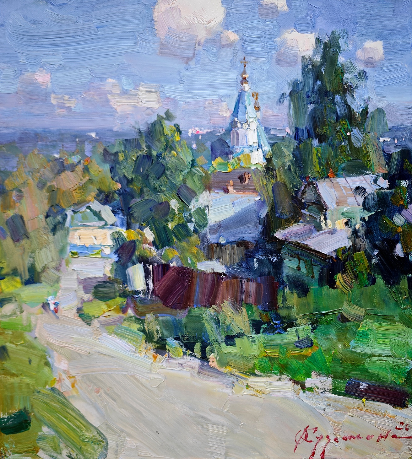 View of the church in Besedy - 1, Olga Kuzmina, 买画 油